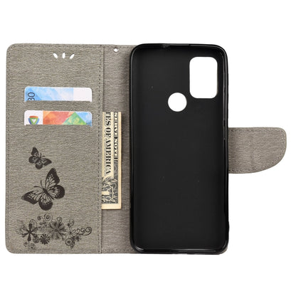 For Motorola Moto G30 Butterflies Embossing Horizontal Flip Leather Case with Holder & Card Slots & Wallet(Grey) - Motorola Cases by buy2fix | Online Shopping UK | buy2fix