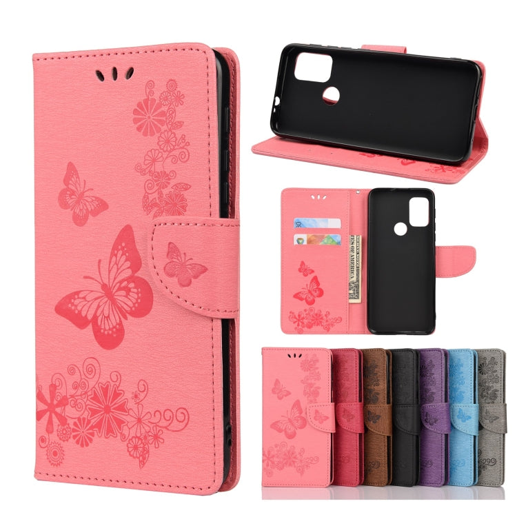 For Motorola Moto G30 Butterflies Embossing Horizontal Flip Leather Case with Holder & Card Slots & Wallet(Pink)) - Motorola Cases by buy2fix | Online Shopping UK | buy2fix