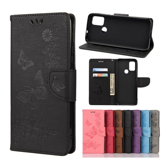 For Motorola Moto G30 Butterflies Embossing Horizontal Flip Leather Case with Holder & Card Slots & Wallet(Black) - Motorola Cases by buy2fix | Online Shopping UK | buy2fix