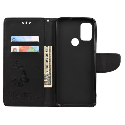 For Motorola Moto G30 Butterflies Embossing Horizontal Flip Leather Case with Holder & Card Slots & Wallet(Black) - Motorola Cases by buy2fix | Online Shopping UK | buy2fix