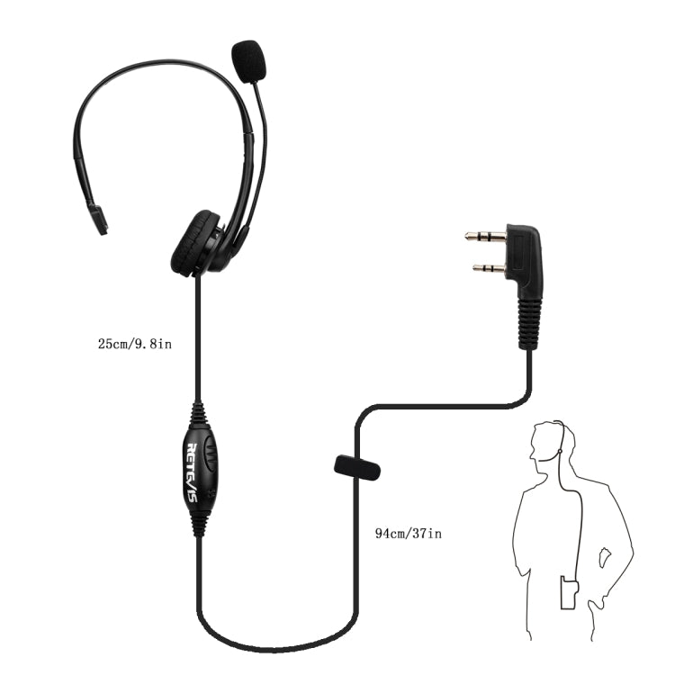 RETEVIS TK 2 Pin PTT Headphone Microphone for H-777 / RT-5R / RT-5RV / RT-B6 - Microphones & Headsets by RETEVIS | Online Shopping UK | buy2fix