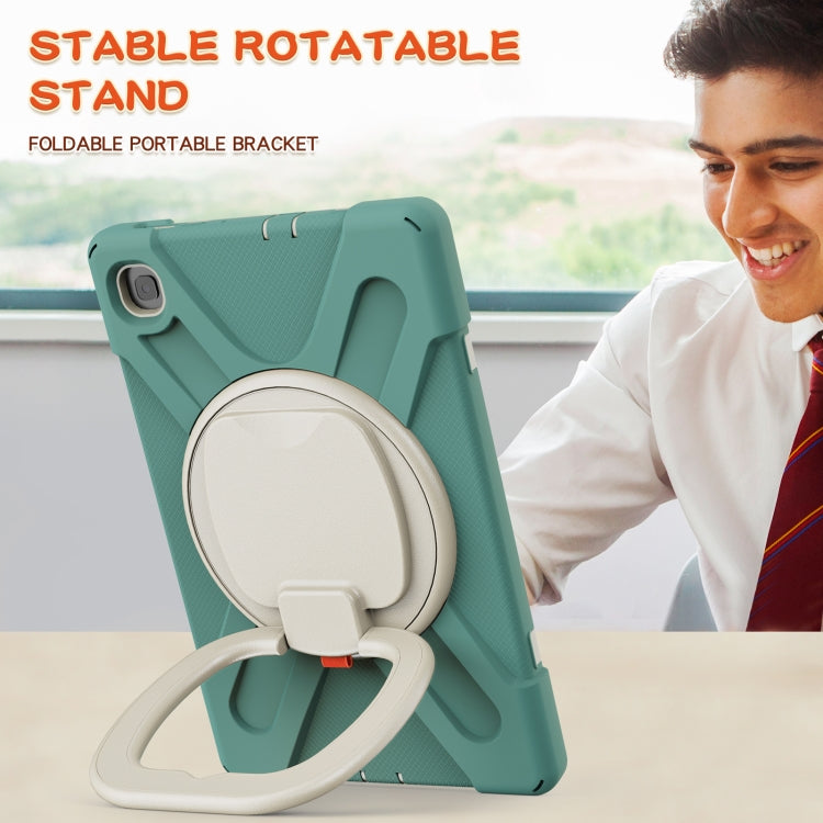 For Samsung Galaxy Tab S6 Lite P610 Silicone + PC Protective Case with Holder & Shoulder Strap(Jade Green) - Tab S6 Lite P610 / P615 by buy2fix | Online Shopping UK | buy2fix