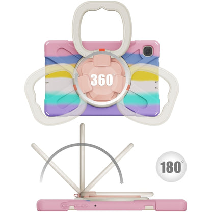 For Samsung Galaxy Tab S6 Lite P610 Silicone + PC Protective Case with Holder & Shoulder Strap(Colorful Pink) - Tab S6 Lite P610 / P615 by buy2fix | Online Shopping UK | buy2fix