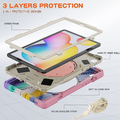 For Samsung Galaxy Tab S6 Lite P610 Silicone + PC Protective Case with Holder & Shoulder Strap(Colorful Pink) - Tab S6 Lite P610 / P615 by buy2fix | Online Shopping UK | buy2fix
