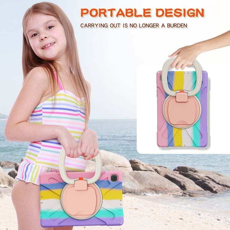 For Samsung Galaxy Tab S6 Lite P610 Silicone + PC Protective Case with Holder & Shoulder Strap(Colorful Pink) - Tab S6 Lite P610 / P615 by buy2fix | Online Shopping UK | buy2fix