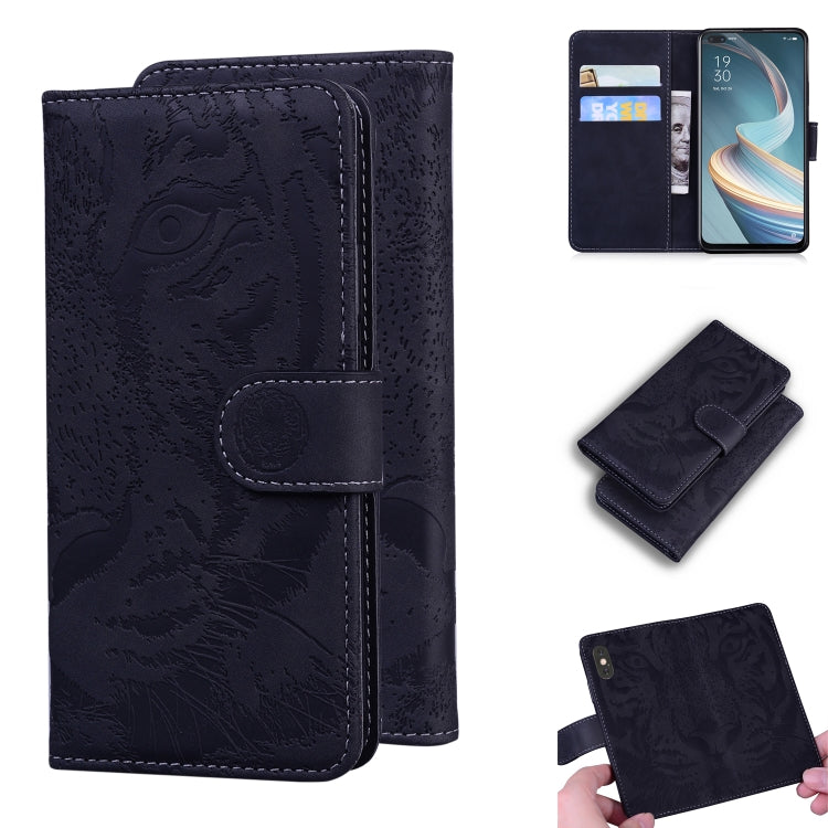 For OPPO A92S / Reno4 Z 5G Tiger Embossing Pattern Horizontal Flip Leather Case with Holder & Card Slots & Wallet(Black) by buy2fix