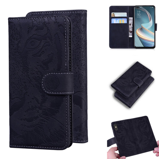 For OPPO A92S / Reno4 Z 5G Tiger Embossing Pattern Horizontal Flip Leather Case with Holder & Card Slots & Wallet(Black) by buy2fix