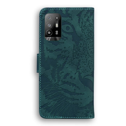 For OPPO A94 5G / F19 Pro Plus 5G Tiger Embossing Pattern Horizontal Flip Leather Case with Holder & Card Slots & Wallet(Green) by buy2fix