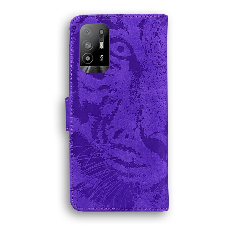 For OPPO Reno5 Z Tiger Embossing Pattern Horizontal Flip Leather Case with Holder & Card Slots & Wallet(Purple) by buy2fix