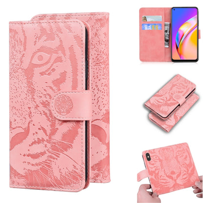 For OPPO Reno5 Z Tiger Embossing Pattern Horizontal Flip Leather Case with Holder & Card Slots & Wallet(Pink) by buy2fix