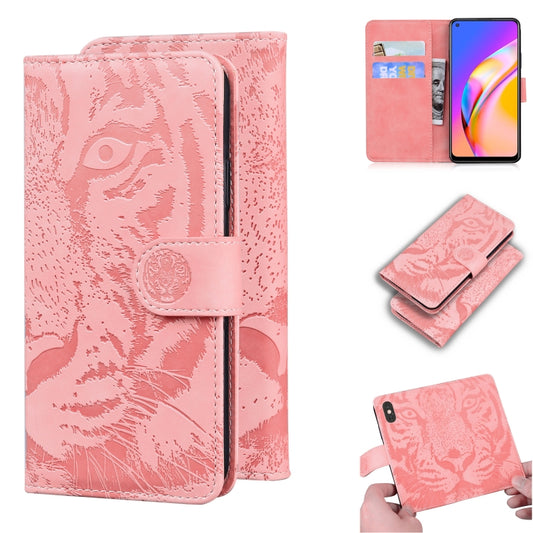 For OPPO Reno5 Z Tiger Embossing Pattern Horizontal Flip Leather Case with Holder & Card Slots & Wallet(Pink) by buy2fix