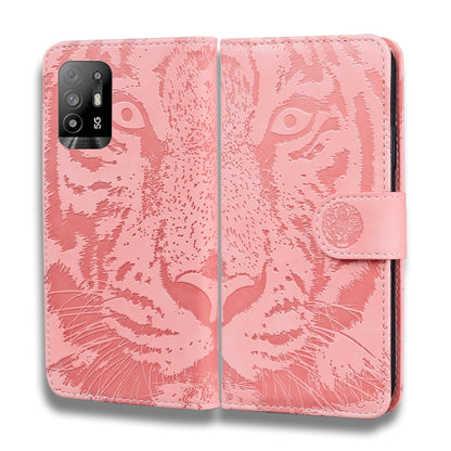 For OPPO Reno5 Z Tiger Embossing Pattern Horizontal Flip Leather Case with Holder & Card Slots & Wallet(Pink) by buy2fix