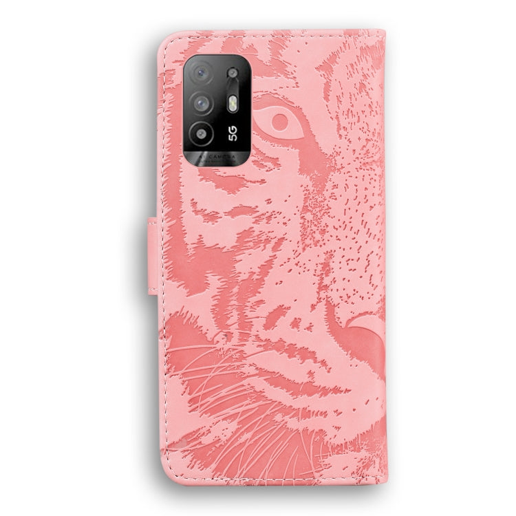 For OPPO Reno5 Z Tiger Embossing Pattern Horizontal Flip Leather Case with Holder & Card Slots & Wallet(Pink) by buy2fix