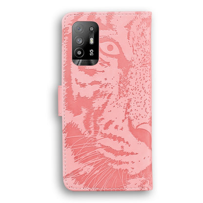 For OPPO Reno5 Z Tiger Embossing Pattern Horizontal Flip Leather Case with Holder & Card Slots & Wallet(Pink) by buy2fix