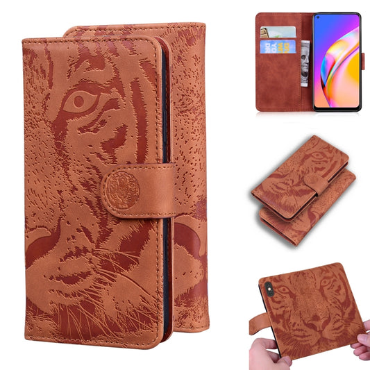 For OPPO Reno5 Z Tiger Embossing Pattern Horizontal Flip Leather Case with Holder & Card Slots & Wallet(Brown) by buy2fix