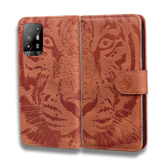 For OPPO Reno5 Z Tiger Embossing Pattern Horizontal Flip Leather Case with Holder & Card Slots & Wallet(Brown) by buy2fix