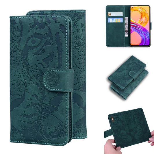 For OPPO Realme 8 / Realme 8 Pro Tiger Embossing Pattern Horizontal Flip Leather Case with Holder & Card Slots & Wallet(Green) - Realme Cases by buy2fix | Online Shopping UK | buy2fix