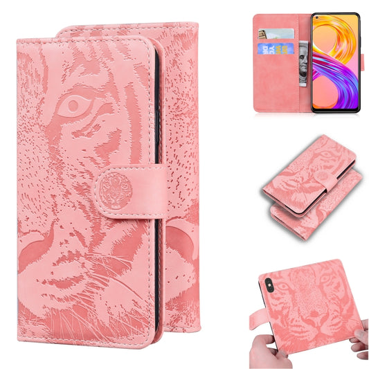 For OPPO Realme 8 / Realme 8 Pro Tiger Embossing Pattern Horizontal Flip Leather Case with Holder & Card Slots & Wallet(Pink) - Realme Cases by buy2fix | Online Shopping UK | buy2fix