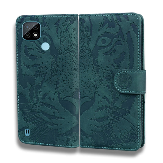 For OPPO Realme C21 Tiger Embossing Pattern Horizontal Flip Leather Case with Holder & Card Slots & Wallet(Green) - Realme Cases by buy2fix | Online Shopping UK | buy2fix