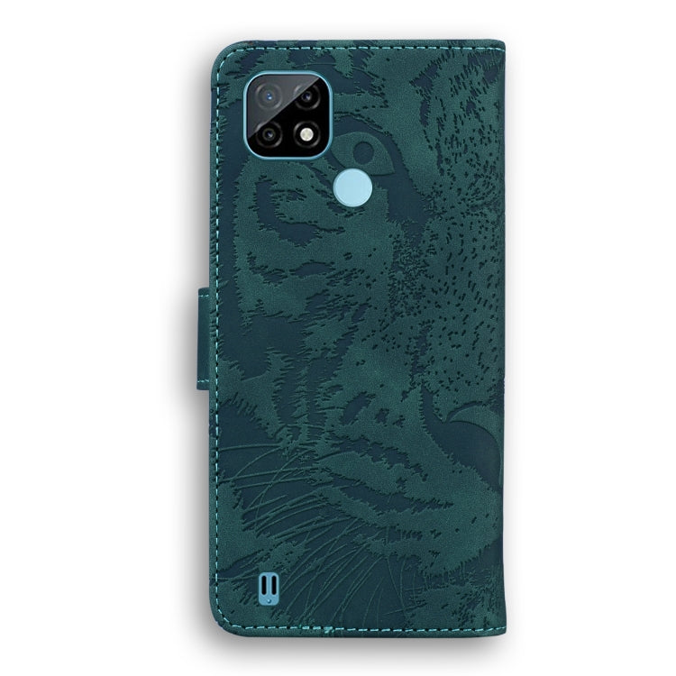For OPPO Realme C21 Tiger Embossing Pattern Horizontal Flip Leather Case with Holder & Card Slots & Wallet(Green) - Realme Cases by buy2fix | Online Shopping UK | buy2fix