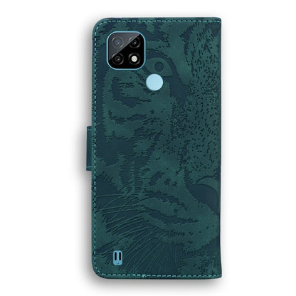For OPPO Realme C21 Tiger Embossing Pattern Horizontal Flip Leather Case with Holder & Card Slots & Wallet(Green) - Realme Cases by buy2fix | Online Shopping UK | buy2fix