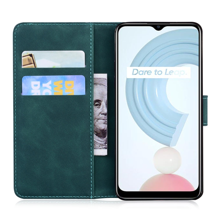 For OPPO Realme C21 Tiger Embossing Pattern Horizontal Flip Leather Case with Holder & Card Slots & Wallet(Green) - Realme Cases by buy2fix | Online Shopping UK | buy2fix