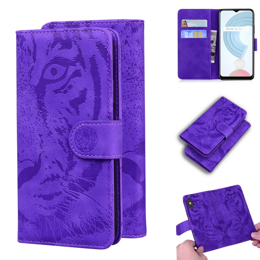For OPPO Realme C21 Tiger Embossing Pattern Horizontal Flip Leather Case with Holder & Card Slots & Wallet(Purple) - Realme Cases by buy2fix | Online Shopping UK | buy2fix