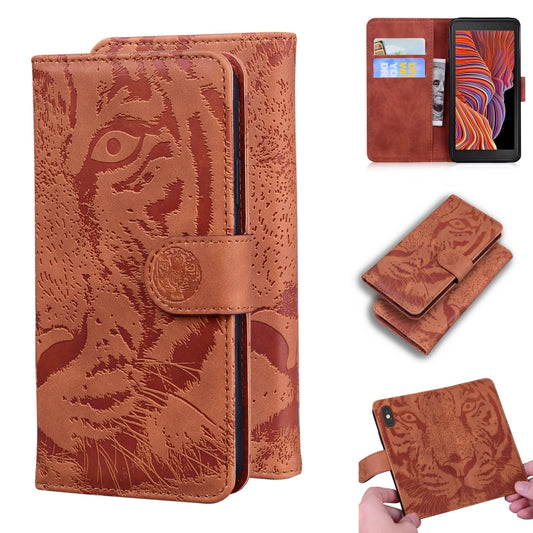 For Samsung Galaxy Xcover 5 Tiger Embossing Pattern Horizontal Flip Leather Case with Holder & Card Slots & Wallet(Brown) by buy2fix