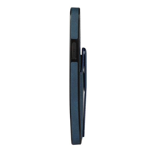 For iPhone 12 / 12 Pro Ultra-thin Shockproof Protective Case with Holder & Metal Magnetic Function(Blue) - iPhone 12 / 12 Pro Cases by buy2fix | Online Shopping UK | buy2fix