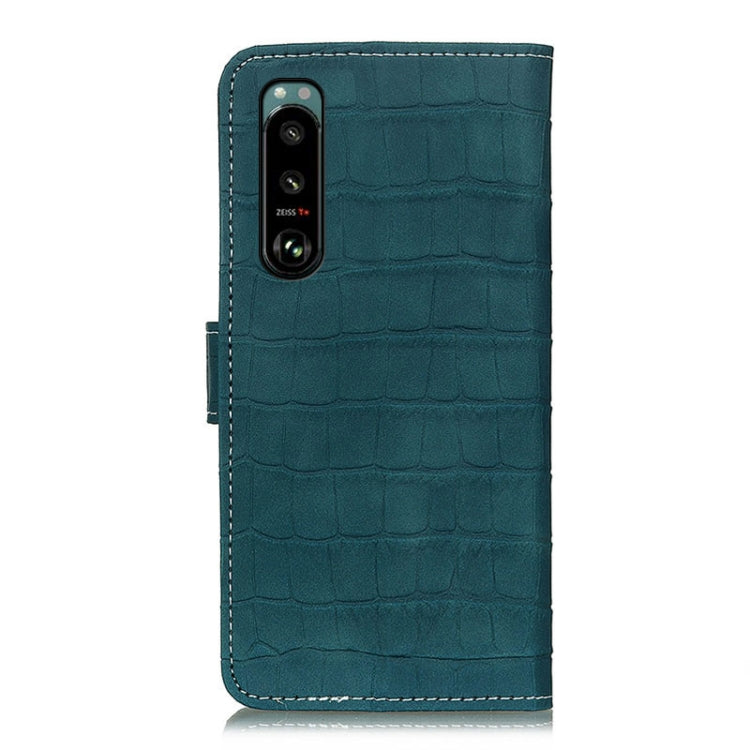 For Sony Xperia 5 III Crocodile Texture Horizontal Flip Leather Case with Holder & Card Slots & Photo Frame & Wallet(Dark Green) by buy2fix