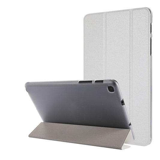 Silk Texture Three-fold Horizontal Flip Leather Case with Holder For Samsung Galaxy Tab A7 Lite 8.7 T220 / T225(White) - Tab A7 Lite T220 / T225 by buy2fix | Online Shopping UK | buy2fix