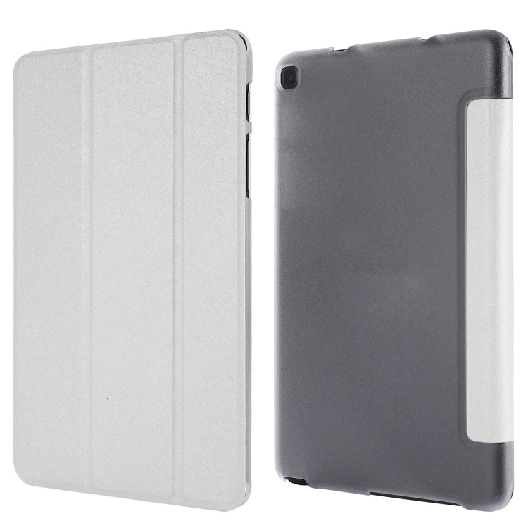 Silk Texture Three-fold Horizontal Flip Leather Case with Holder For Samsung Galaxy Tab A7 Lite 8.7 T220 / T225(White) - Tab A7 Lite T220 / T225 by buy2fix | Online Shopping UK | buy2fix