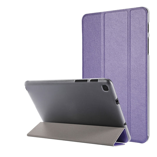 Silk Texture Three-fold Horizontal Flip Leather Case with Holder For Samsung Galaxy Tab A7 Lite 8.7 T220 / T225(Purple) - Tab A7 Lite T220 / T225 by buy2fix | Online Shopping UK | buy2fix