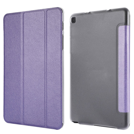 Silk Texture Three-fold Horizontal Flip Leather Case with Holder For Samsung Galaxy Tab A7 Lite 8.7 T220 / T225(Purple) - Tab A7 Lite T220 / T225 by buy2fix | Online Shopping UK | buy2fix