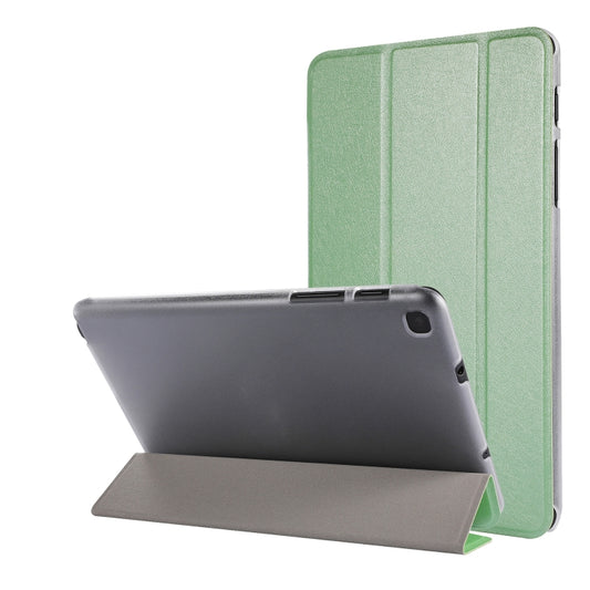 Silk Texture Three-fold Horizontal Flip Leather Case with Holder For Samsung Galaxy Tab A7 Lite 8.7 T220 / T225(Green) - Tab A7 Lite T220 / T225 by buy2fix | Online Shopping UK | buy2fix
