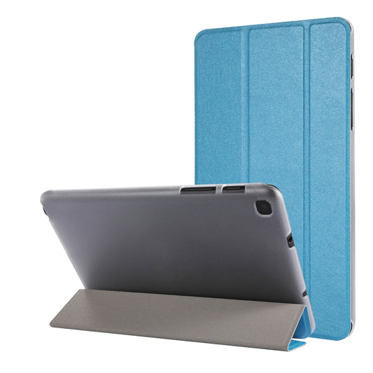 Silk Texture Three-fold Horizontal Flip Leather Case with Holder For Samsung Galaxy Tab A7 Lite 8.7 T220 / T225(Sky Blue) - Tab A7 Lite T220 / T225 by buy2fix | Online Shopping UK | buy2fix