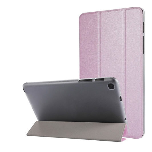 Silk Texture Three-fold Horizontal Flip Leather Case with Holder For Samsung Galaxy Tab A7 Lite 8.7 T220 / T225(Pink) - Tab A7 Lite T220 / T225 by buy2fix | Online Shopping UK | buy2fix