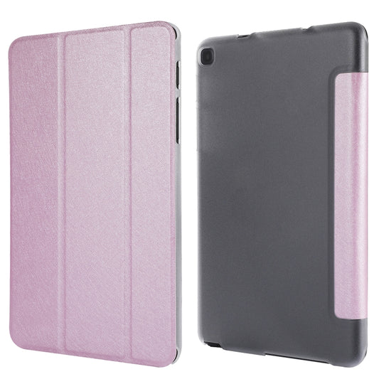 Silk Texture Three-fold Horizontal Flip Leather Case with Holder For Samsung Galaxy Tab A7 Lite 8.7 T220 / T225(Pink) - Tab A7 Lite T220 / T225 by buy2fix | Online Shopping UK | buy2fix