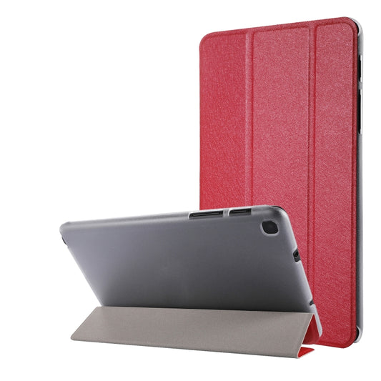 Silk Texture Three-fold Horizontal Flip Leather Case with Holder For Samsung Galaxy Tab A7 Lite 8.7 T220 / T225(Red) - Tab A7 Lite T220 / T225 by buy2fix | Online Shopping UK | buy2fix