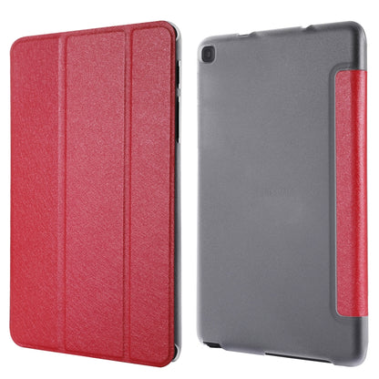 Silk Texture Three-fold Horizontal Flip Leather Case with Holder For Samsung Galaxy Tab A7 Lite 8.7 T220 / T225(Red) - Tab A7 Lite T220 / T225 by buy2fix | Online Shopping UK | buy2fix