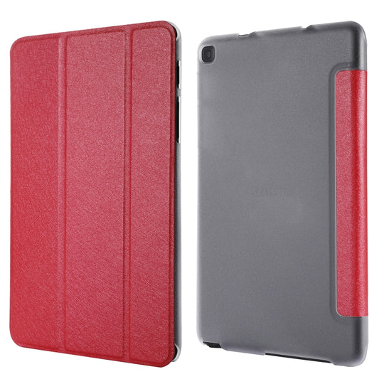 Silk Texture Three-fold Horizontal Flip Leather Case with Holder For Samsung Galaxy Tab A7 Lite 8.7 T220 / T225(Red) - Tab A7 Lite T220 / T225 by buy2fix | Online Shopping UK | buy2fix
