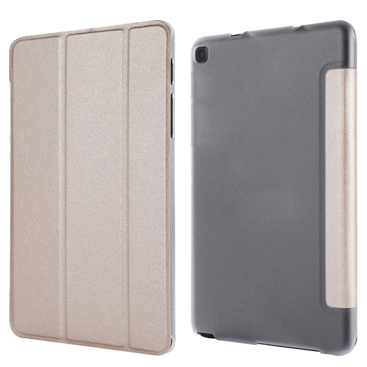 Silk Texture Three-fold Horizontal Flip Leather Case with Holder For Samsung Galaxy Tab A7 Lite 8.7 T220 / T225(Gold) - Tab A7 Lite T220 / T225 by buy2fix | Online Shopping UK | buy2fix