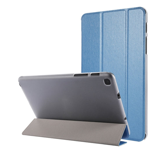 Silk Texture Three-fold Horizontal Flip Leather Case with Holder For Samsung Galaxy Tab A7 Lite 8.7 T220 / T225(Blue) - Tab A7 Lite T220 / T225 by buy2fix | Online Shopping UK | buy2fix