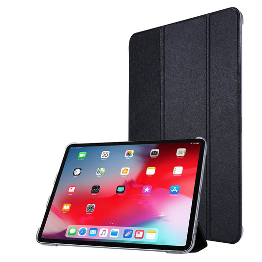 For iPad Air 13 2025 / 2024 / iPad Pro 12.9 2022 / 2021 Silk Texture Three-fold Horizontal Flip Leather Tablet Case with Holder & Pen Slot(Black) - iPad Pro 12.9 (2022/2021) Cases by buy2fix | Online Shopping UK | buy2fix