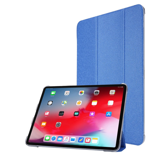 For iPad Air 13 2025 / 2024 / iPad Pro 12.9 2022 / 2021 Silk Texture Three-fold Horizontal Flip Leather Tablet Case with Holder & Pen Slot(Blue) - iPad Pro 12.9 (2022/2021) Cases by buy2fix | Online Shopping UK | buy2fix