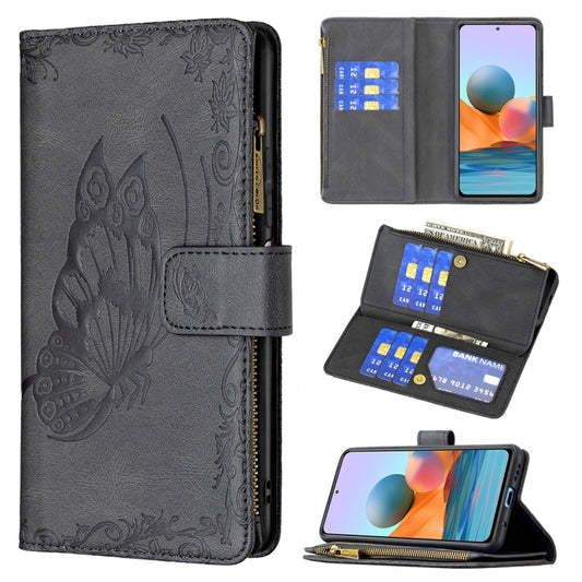 For Xiaomi Redmi Note 10 Pro Flying Butterfly Embossing Pattern Zipper Horizontal Flip Leather Case with Holder & Card Slots & Wallet(Black) - Xiaomi Cases by buy2fix | Online Shopping UK | buy2fix