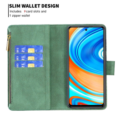 For Xiaomi Redmi Note 9 Pro Max Flying Butterfly Embossing Pattern Zipper Horizontal Flip Leather Case with Holder & Card Slots & Wallet(Green) - Xiaomi Cases by buy2fix | Online Shopping UK | buy2fix