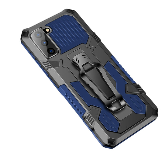 For Samsung Galaxy S21 FE Armor Warrior Shockproof PC + TPU Protective Case(Blue) by buy2fix