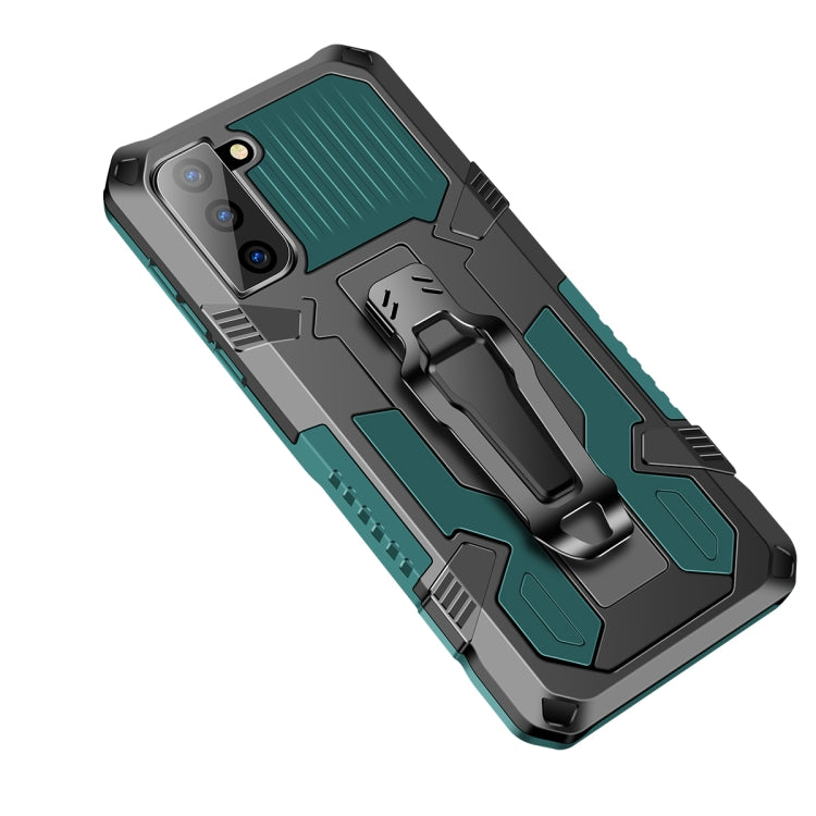 For Samsung Galaxy S21 FE Armor Warrior Shockproof PC + TPU Protective Case(Army Green) by buy2fix