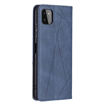 For Samsung Galaxy A22 5G Rhombus Texture Horizontal Flip Magnetic Leather Case with Holder & Card Slots(Blue) by buy2fix